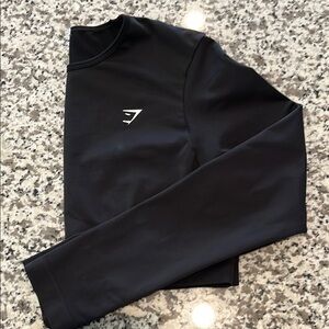 GymShark Everyday Seamless Long Sleeve Crop Top in Black Size XL